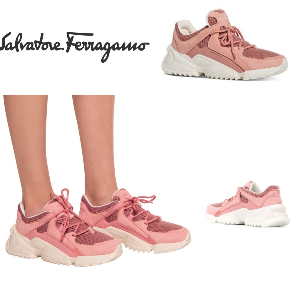Salvatore ferragamo skylar chunky sneakers in pink women size 36.5